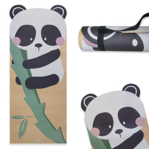 ABTECH Kids Yoga Mat, Cute Panda Mat for Girls and Boys w/ Panda Ears, Non Slip Kids Exercise Equipment, Lightweight, Comfortable, w/ Yoga Straps for Easy Carrying, Ages 3-12 60x24x0.2 Inches