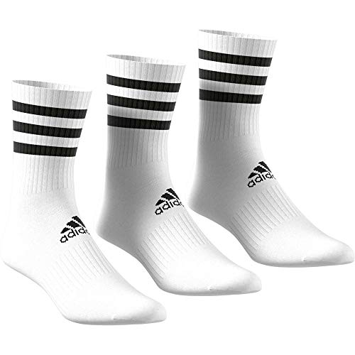 adidas Unisex Adult 3S CSH CRW3P Socks - White, Medium