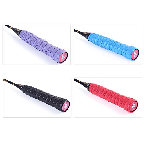 Cretty-Meet 4pcs Racquet Grip, Super Absorbent Badminton Racket Grip Anti Slip Racket Grip Tape Tennis Overgrip (Red, Black, Purple, Blue)