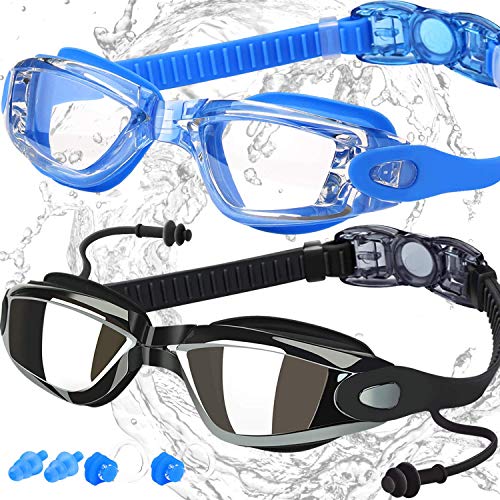 COOLOO Swimming Goggles, Pack of 2, Swim Goggles for Adult Men Women Youth Kids Children, with Anti-Fog, Waterproof, Protection Lenses