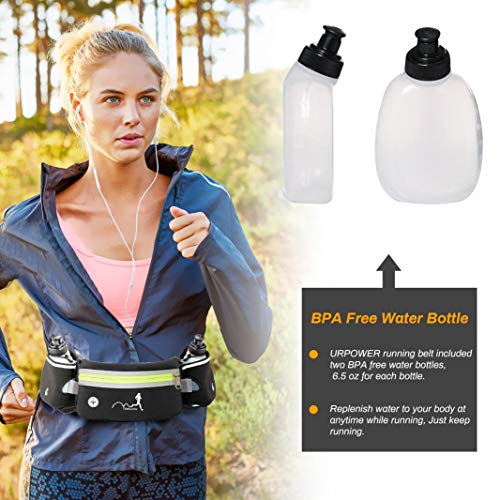 Activ Running Belt with Water Bottles(2 x 175ML), Hydration Belt Waterproof Waist Pack Bag Fits iPhones Adjustable Sports Waist Pouch for Marathon Running Hiking Cycling