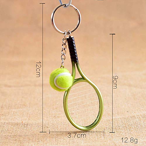 KENYG Simulation Tennis Racket Key Ring Key Chain Wimbledon Tennis Competition Memento Gift (Green)