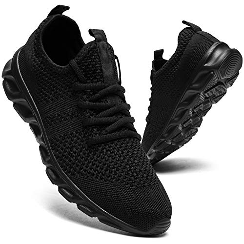 Mens Running Shoes Trainers Walking Tennis Sport Shoes Ligthweight Gym Fitness Jogging Casual Shoes Fashion Sneakers for Men Black