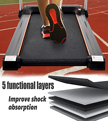 AJUMKER Electric Treadmill 14KM/H Adjustable Running Machine Treadmill Motorized Running Machine with 2HP Motor,MP3 and LED Display Treadmill for Home Office,Easy Assembly