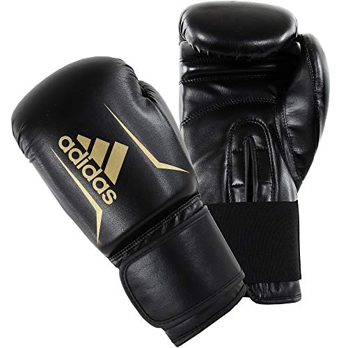 adidas Boxing Glove's Mens Womens Kids Gym Training 4oz 6oz 8oz 10oz 12oz 14oz 16oz Speed 52, White/Gold