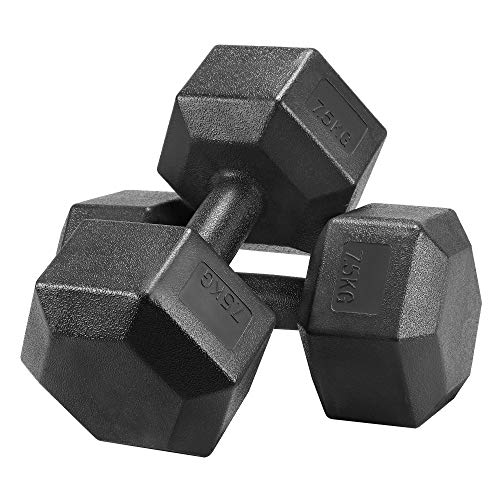 Yaheetech 2x7.5kg Dumbbells Pair of Weight Dumbbell Set Portable Dumbbell Sets 7.5kg Dumbbells Pair Weight Set for Home Gym Weight Lifting Training