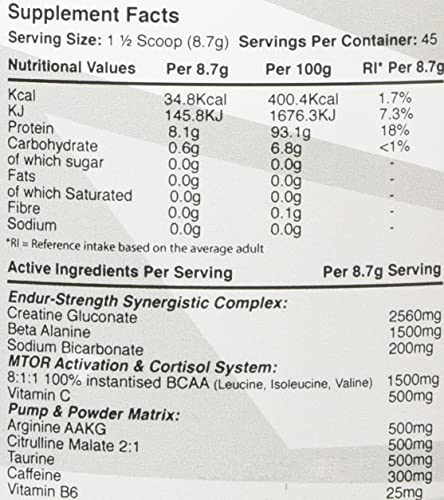 Warrior, Rage - Extreme Pre-Workout Powder - 392g - Energy Drink Supplement with Vitamin C, Beta Alanine and Creatine Gluconate - 45 Servings (Energy Burst)