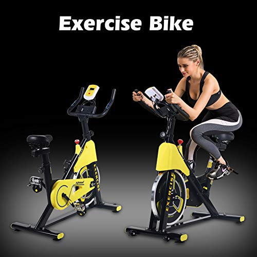 Exercise Bike for Home Indoor Cycling Fitness Bike Stationary Spin Bike for Adjustable Magnetic Resistance Aerobic Workout (Black & Yellow)