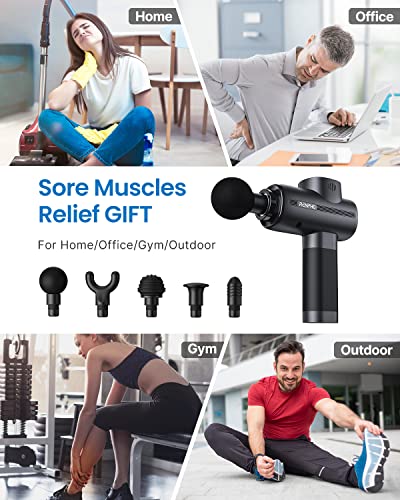 Massage Gun, RENPHO Massage Gun Deep Tissue Muscle Massage Gun 3200rpm Motor Massager with 2500mAh Battery and Portable Case, for Home Office Workout Full Body Muscle Massage Relax, Black