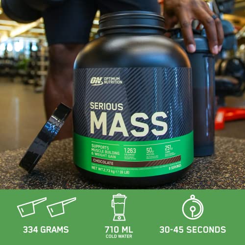 Optimum Nutrition Serious Mass Protein Powder High Calorie Mass Gainer with Vitamins, Creatine Monohydrate and Glutamine, Banana, 8 Servings, 2.73kg, Packaging May Vary