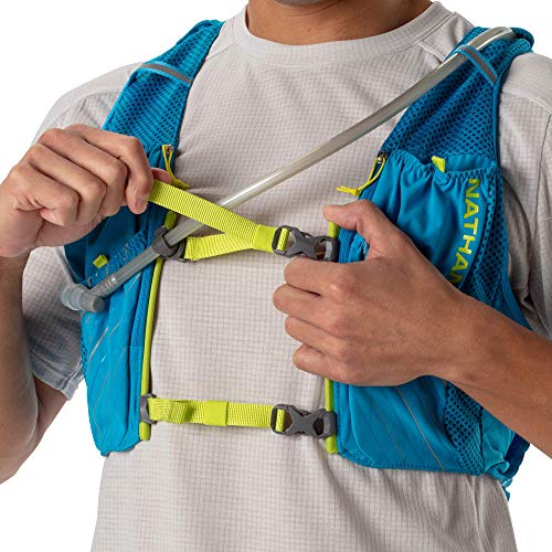 Nathan Pinnacle 12L Hydration Pack Running Vest with 1.6L Water Bladder Included. Hydration Backpack for Women/Men/Unisex. for Runs, Hiking, Cycling and More (Men's (Unisex) - Blue/Lime, L)