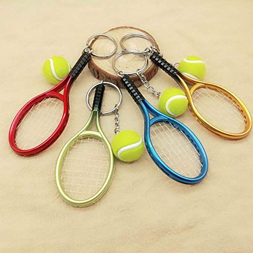 KENYG Simulation Tennis Racket Key Ring Key Chain Wimbledon Tennis Competition Memento Gift (Green)