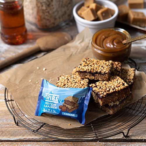 TRIBE High Protein Flapjack Caramel, 50g - Healthy Snack Bars - Vegan, Dairy Free & Gluten Free (Pack of 12 Bars)