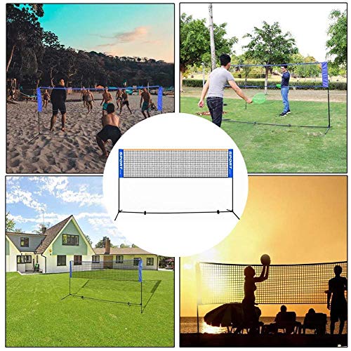 NUNGBE Tennis net, tennis net holder, portable badminton net, easy to set up and durable nylon polyester volleyball net, tennis net set with holder-6.1_meter
