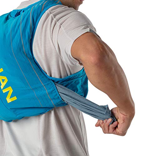 Nathan Pinnacle 12L Hydration Pack Running Vest with 1.6L Water Bladder Included. Hydration Backpack for Women/Men/Unisex. for Runs, Hiking, Cycling and More (Men's (Unisex) - Blue/Lime, L)