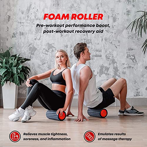 ELVIRE Foam Roller Deep Tissue Massager Set - Includes: Foam Rollers, Massage Roller Soft & Trigger Point, Massage Ball, Foot Roller - Relieves Pain: Back, Legs, Foot Massage Plantar Fasciitis & Neck…