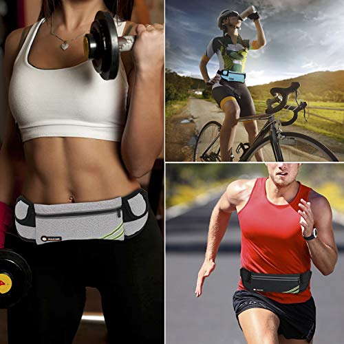 MAXTOP Running Belt Waterproof Adjustable Elastic Strap, Bounce Free Sweatproof Waistpacks with Headphone Holes and Large Capcity for phones up to 6.7 inch For Running and Outdoor Gifts For Men Women