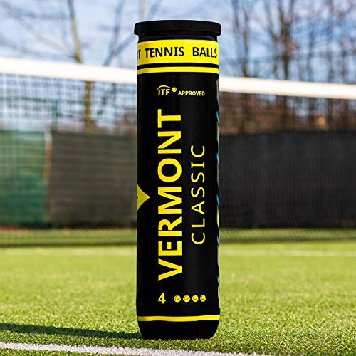 Vermont Classic Tour Tennis Balls - ITF Approved Woven Cloth Tennis Ball (1 Tube / 4 Balls)