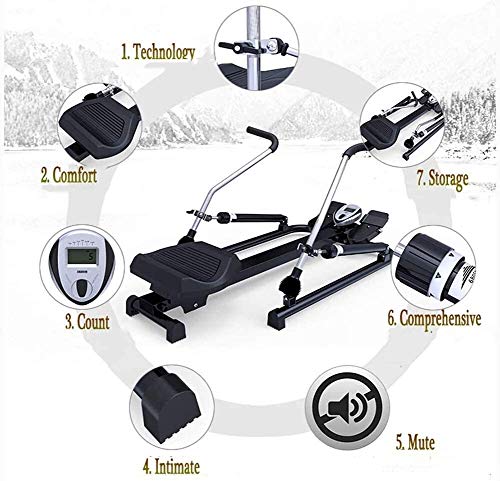 AMZOPDGS Rowing Machines, Rowing Machine,Multifunctional Folding Double Hydraulic Lever 6-Speed Resistance Adjustment,for Home Gym Use,Black