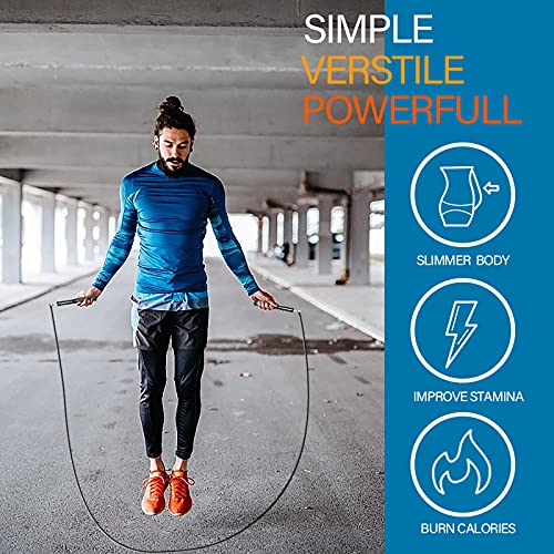 Skipping Rope for Adults, Speed Rope Men & Women, Fitness Jump Rope with Premium Ball Bearings, Adjustable Length, Non Slip Handles, Perfect for Fat Burning, Indoors Outdoors, Boxing, Cardio