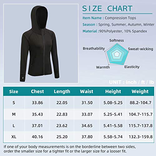 Sillictor Running Jackets Women Breathable Zip Up Ladies Hoodies with Zip  Pockets Warm Long Sleeve Gym Tops for Women Yoga Workout Walking Casual  Sports Jacket High Wicking Quick Dry 8003 Black L