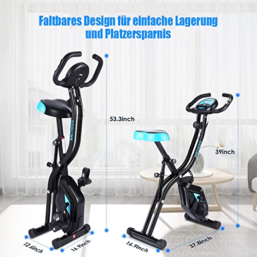 ANCHEER Exercise Bike with App Connection F Bike Support Weight 125 kg Foldable Exercise Bike X Bike 10 Level Adjustable Magnetic Resistance