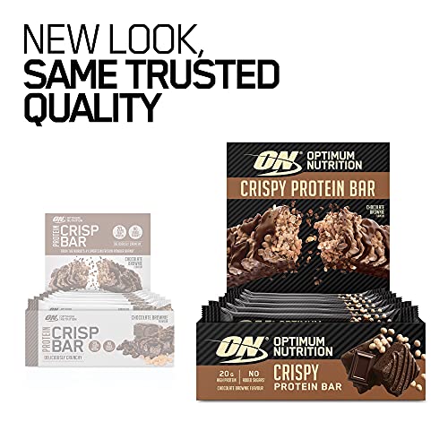 Optimum Nutrition ON Crispy Protein Bars, Chocolate Brownie Flavour, 10 x 65g