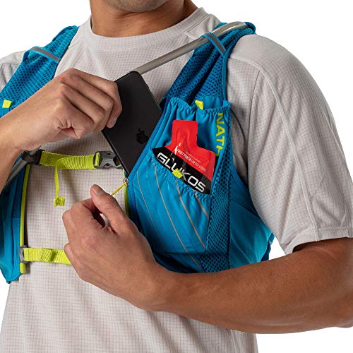 Nathan Pinnacle 12L Hydration Pack Running Vest with 1.6L Water Bladder Included. Hydration Backpack for Women/Men/Unisex. for Runs, Hiking, Cycling and More (Men's (Unisex) - Blue/Lime, L)