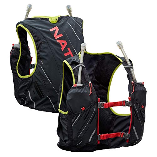 Nathan Pinnacle 4L Hydration Pack/Running Vest - 4L Capacity with Twin 20 oz Soft Flasks Bottles. Hydration Backpack for Running Hiking. Men/Women/Unisex (Women's - Black/Hibiscus, S)
