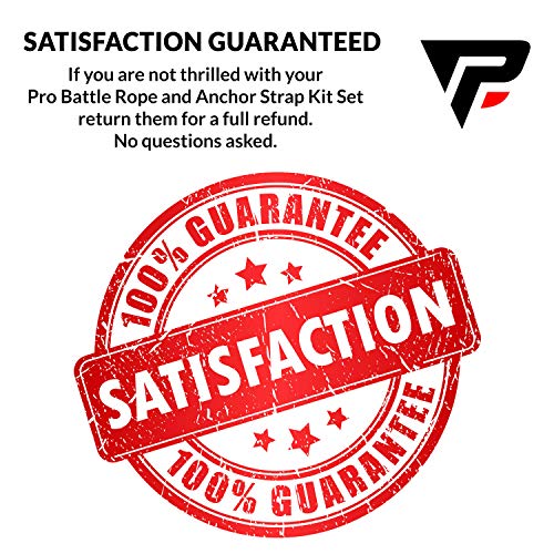 Pro Battle Ropes with Anchor Strap Kit and Exercise Poster – Upgraded Durable Protective Sleeve – 100% Poly Dacron Heavy Battle Rope for Strength Training, Cardio Fitness, CrossFit Rope (1.5” x 30 ft)