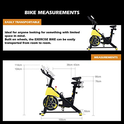 Exercise Bike for Home Indoor Cycling Fitness Bike Stationary Spin Bike for Adjustable Magnetic Resistance Aerobic Workout (Black & Yellow)