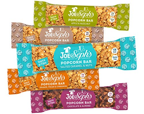 Joe & Sephs Popcorn Bars Bulk Box, Gluten Free, Low Calorie, On The Go Snack, Cereal Bar, Pack of 12 Bars, 324 g