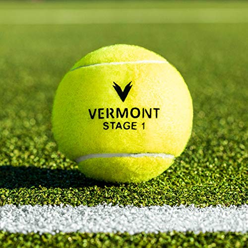 Vermont Tennis Balls | Training Tennis Balls – ITF Approved Mini Tennis Balls All Court Surfaces [Bulk Buy] (Mini Green (Stage 1), 60-Ball Bucket)