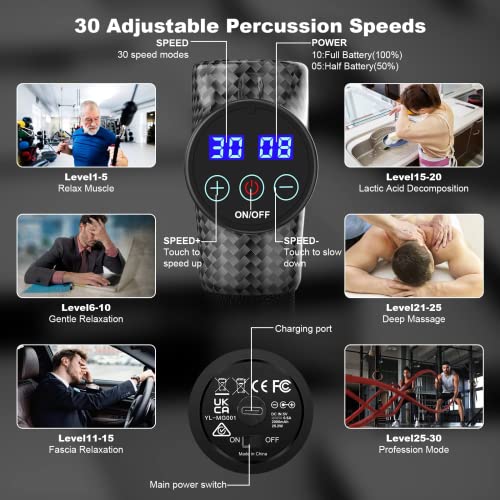 Massage Gun, HOPOSO Massage Gun Deep Tissue Muscle Massager, Professional Handheld Muscle Massage Gun, Powerful Percussion Muscle Gun for Muscle Pain Relief Recovery with 6 Massage Heads 30 Speed - Gym Store | Gym Equipment | Home Gym Equipment | Gym Clothing