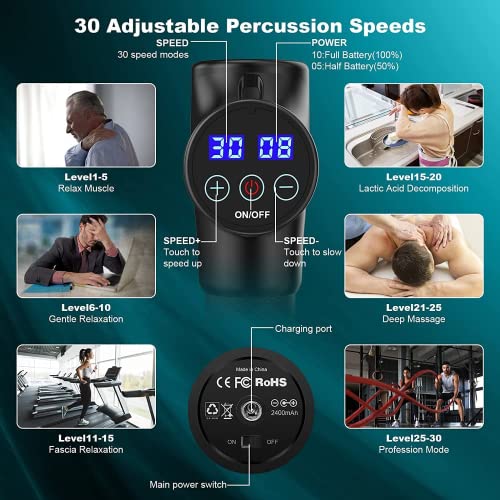 Massage Gun, HOPOSO Muscle Massage Gun, 30 Speeds Massage Gun Deep Tissue Massager, Powerful Percussion Massage Gun with 6 Heads, Handheld Massager Gun for Sports, Gym, Muscle Recovery, Relax,Fitness - Gym Store | Gym Equipment | Home Gym Equipment | Gym Clothing