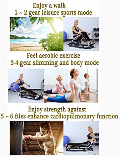 AMZOPDGS Rowing Machines, Rowing Machine,Multifunctional Folding Double Hydraulic Lever 6-Speed Resistance Adjustment,for Home Gym Use,Black