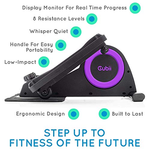 Cubii Junior Under Desk Elliptical Pedal Exerciser - Home Exercise Equipment with Built in Display, Easy Assemble & Adjustable Resistance,purple