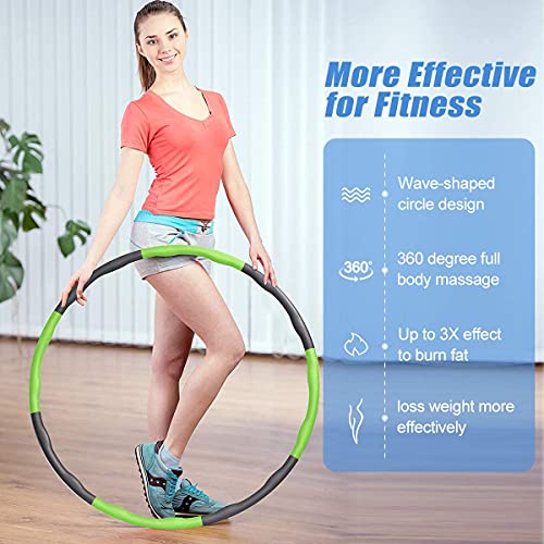 MXRLZX Hula Fitness Hoop, Removable Eight-Section Foam Hula Ring, Weighted Foam Padded Fitness Hoop for Teenager and Adults Exercise, Dance & Fitness