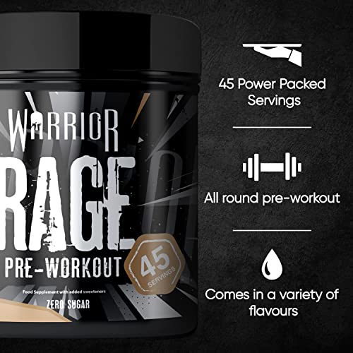 Warrior Rage Pre Workout Powder 392g - High Caffeine Energy & Focus - 45 Servings - Krazy Cola | Warrior Supplements