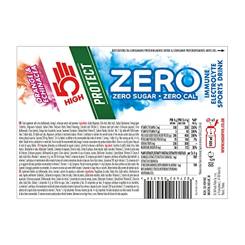 HIGH5 ZERO Protect Electrolyte Hydration Tablets Added Vit C & D (Orange & Echinacea, 20 Tablets)