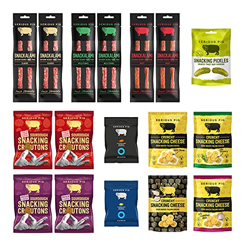 Serious Pig Selection Box Variety Pack, Pub Snacks Meat Cheese Hamper, 17 Count