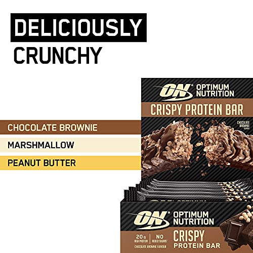 Optimum Nutrition ON Crispy Protein Bars, Chocolate Brownie Flavour, 10 x 65g