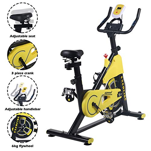 Exercise Bike for Home Indoor Cycling Fitness Bike Stationary Spin Bike for Adjustable Magnetic Resistance Aerobic Workout (Black & Yellow)