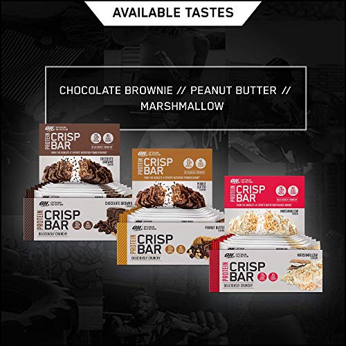 Optimum Nutrition Protein Crisp Bar with Whey Protein Isolate, Low Carb High Protein Snacks with No Added Sugar, Chocolate Brownie, 10 Bar (10 x 65 g)