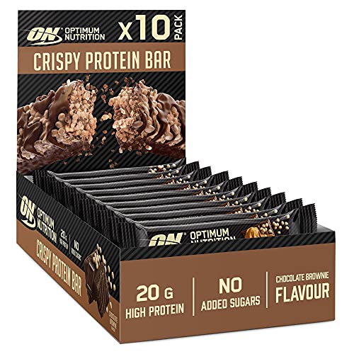 Optimum Nutrition ON Crispy Protein Bars, Chocolate Brownie Flavour, 10 x 65g