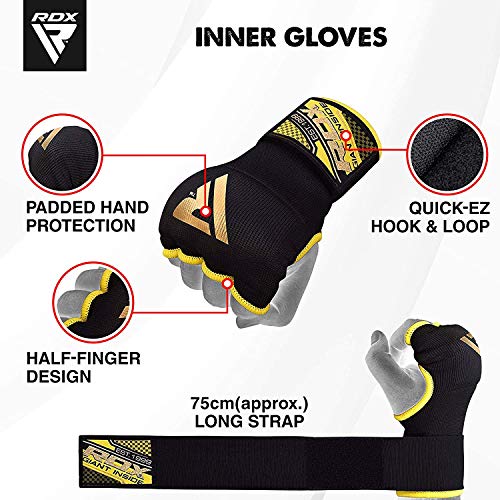  Gel Boxing Hand Wraps Inner Gloves Men Women, Quick 75cm  Long Wrist Straps, Elasticated Padded Fist Under Mitts Protection, Muay  Thai MMA Kickboxing Martial Arts Punching Training Bandages