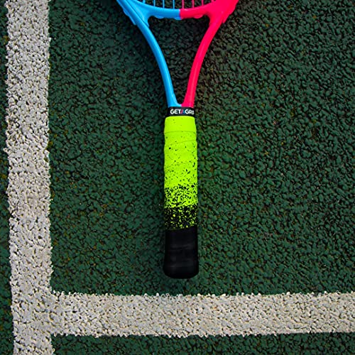 Get a Grip - 5 Custom Tennis Overgrips - Non-Slip & Dry-Feel Tennis Racket Handle Grip Tape (Paint The Lines, 1 Grip)