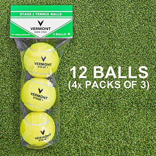 Vermont Tennis Balls | Training Tennis Balls – ITF Approved Mini Tennis Balls All Court Surfaces [Bulk Buy] (Mini Green (Stage 1), 60-Ball Bucket)