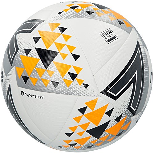 Mitre Unisex Ultimatch Plus Max Match Football, White/Silver/Orange, Size 5