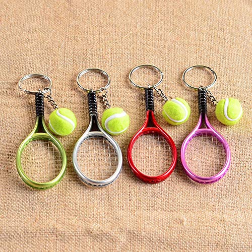 KENYG Simulation Tennis Racket Key Ring Key Chain Wimbledon Tennis Competition Memento Gift (Green)